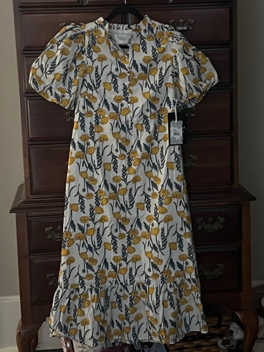Yellow Amaryllis Floral Mimi Midi Dress